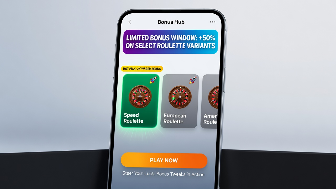 Detailansicht einer Roulette-App mit Fokus auf Bonus-Highlights und Variantenauswahl