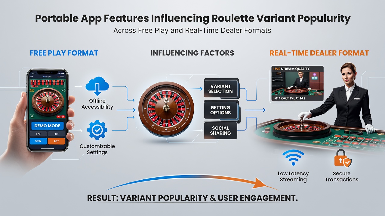 Portabile Roulette-Apps mit Variantenauswahl in Free-Play- und Live-Formaten
